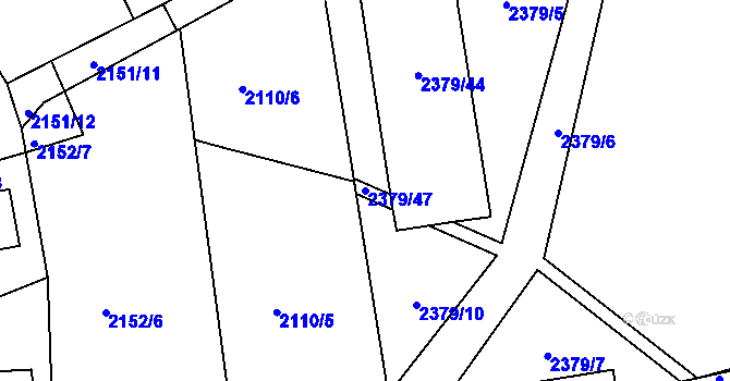 Parcela st. 2379/47 v KÚ Kunratice, Katastrální mapa