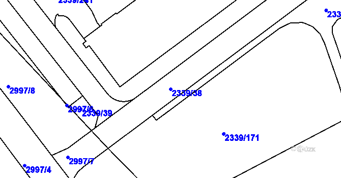 Parcela st. 2339/38 v KÚ Kunratice, Katastrální mapa
