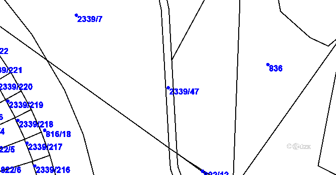 Parcela st. 2339/47 v KÚ Kunratice, Katastrální mapa