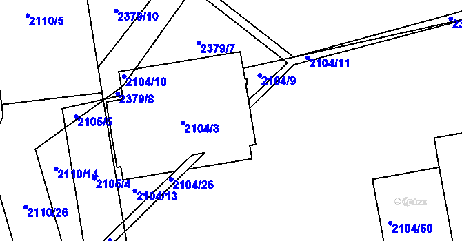 Parcela st. 2104/27 v KÚ Kunratice, Katastrální mapa