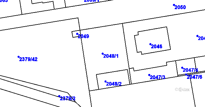 Parcela st. 2048/1 v KÚ Kunratice, Katastrální mapa