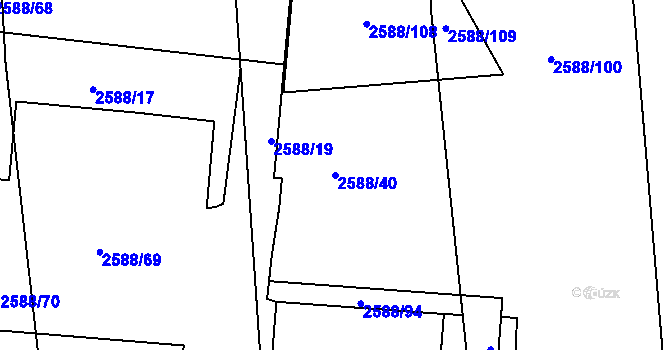 Parcela st. 2588/40 v KÚ Kunratice, Katastrální mapa