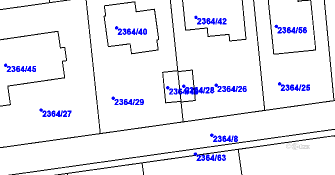 Parcela st. 2364/48 v KÚ Kunratice, Katastrální mapa