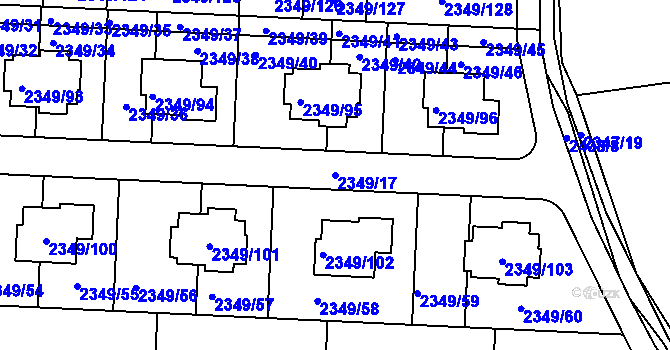 Parcela st. 2349/17 v KÚ Kunratice, Katastrální mapa