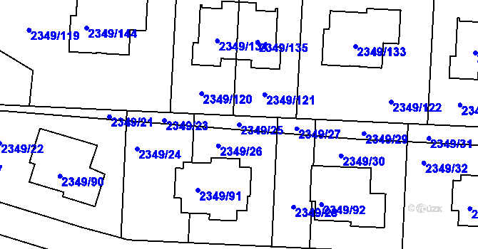 Parcela st. 2349/25 v KÚ Kunratice, Katastrální mapa