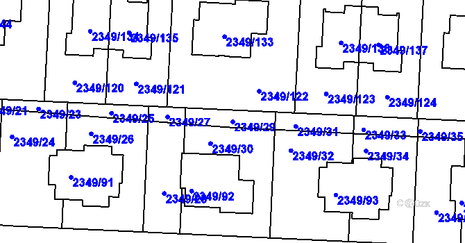 Parcela st. 2349/29 v KÚ Kunratice, Katastrální mapa