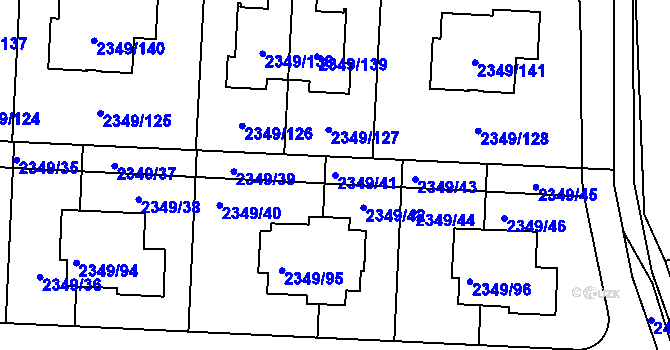 Parcela st. 2349/41 v KÚ Kunratice, Katastrální mapa