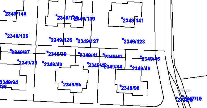 Parcela st. 2349/43 v KÚ Kunratice, Katastrální mapa