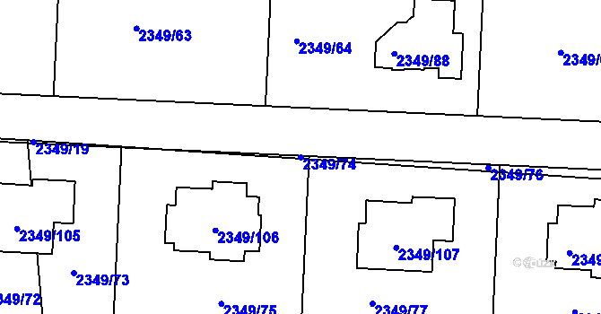 Parcela st. 2349/74 v KÚ Kunratice, Katastrální mapa
