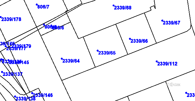 Parcela st. 2339/65 v KÚ Kunratice, Katastrální mapa