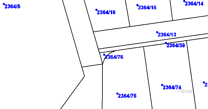 Parcela st. 2364/76 v KÚ Kunratice, Katastrální mapa