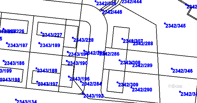 Parcela st. 2342/286 v KÚ Kunratice, Katastrální mapa