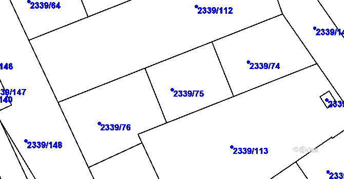 Parcela st. 2339/75 v KÚ Kunratice, Katastrální mapa