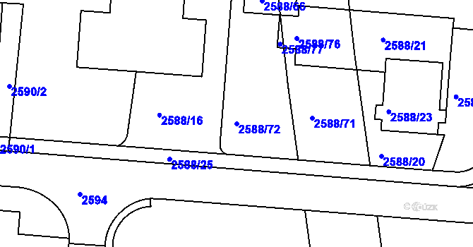 Parcela st. 2588/72 v KÚ Kunratice, Katastrální mapa