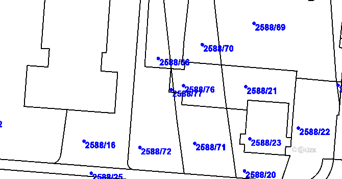 Parcela st. 2588/77 v KÚ Kunratice, Katastrální mapa