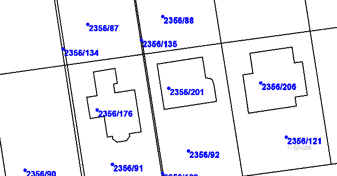 Parcela st. 2356/201 v KÚ Kunratice, Katastrální mapa