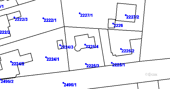 Parcela st. 2225/4 v KÚ Kunratice, Katastrální mapa