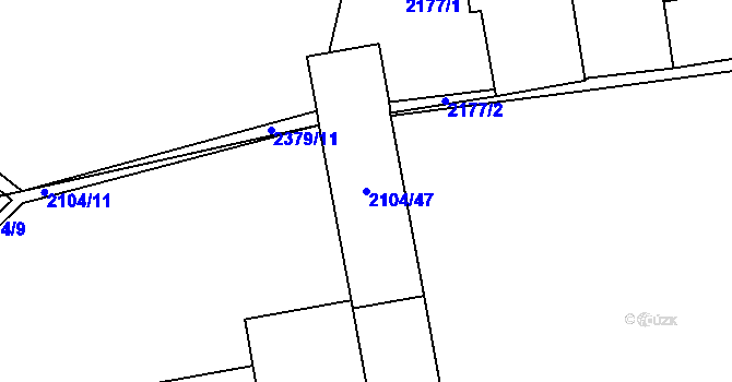 Parcela st. 2104/47 v KÚ Kunratice, Katastrální mapa