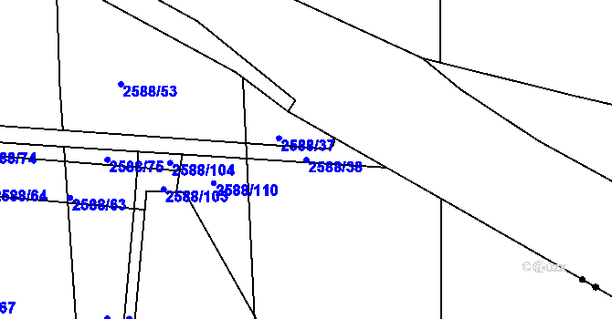 Parcela st. 2588/38 v KÚ Kunratice, Katastrální mapa