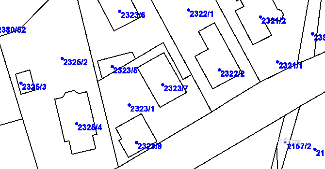 Parcela st. 2323/7 v KÚ Kunratice, Katastrální mapa