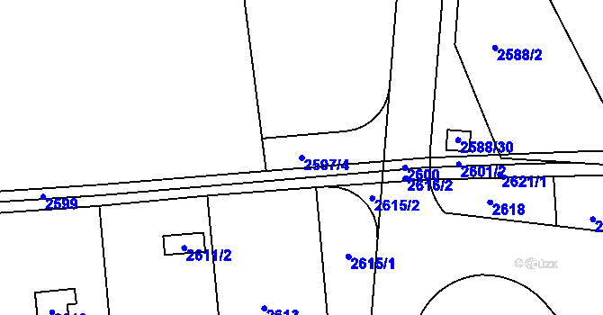 Parcela st. 2597/4 v KÚ Kunratice, Katastrální mapa