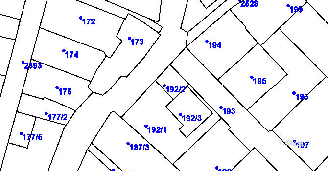 Parcela st. 192/2 v KÚ Kunratice, Katastrální mapa