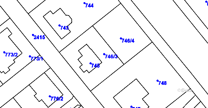 Parcela st. 746/3 v KÚ Kunratice, Katastrální mapa