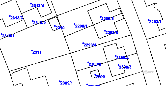 Parcela st. 2298/4 v KÚ Kunratice, Katastrální mapa