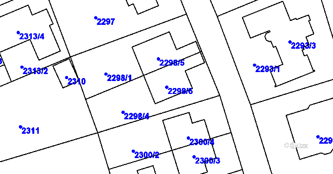 Parcela st. 2298/6 v KÚ Kunratice, Katastrální mapa