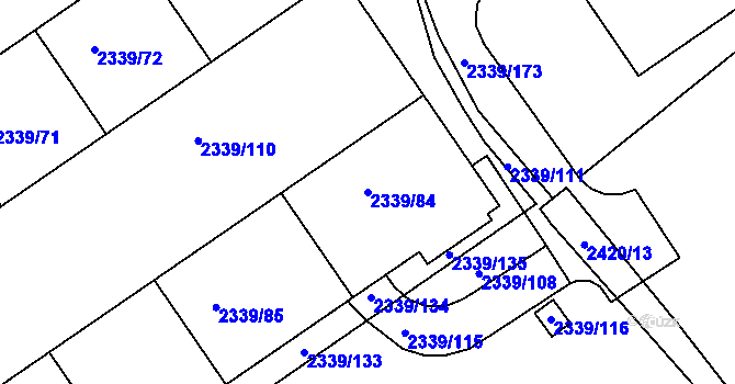 Parcela st. 2339/84 v KÚ Kunratice, Katastrální mapa