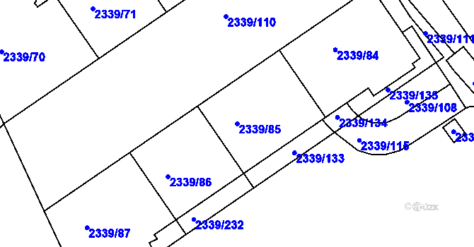 Parcela st. 2339/85 v KÚ Kunratice, Katastrální mapa