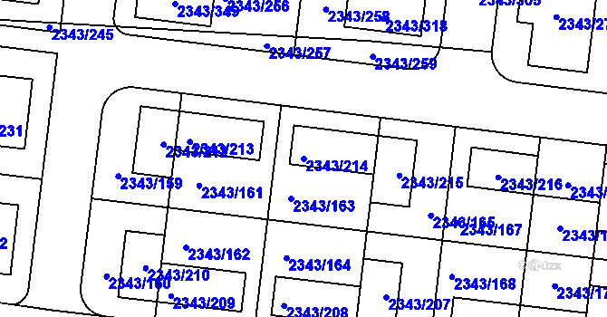 Parcela st. 2343/214 v KÚ Kunratice, Katastrální mapa