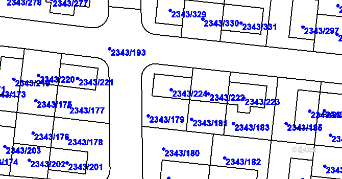 Parcela st. 2343/224 v KÚ Kunratice, Katastrální mapa