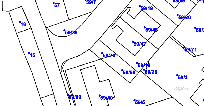 Parcela st. 59/70 v KÚ Kunratice, Katastrální mapa