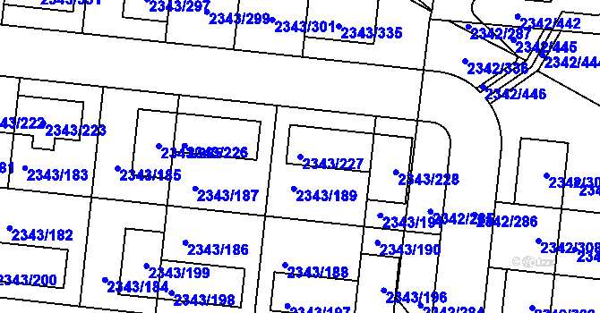 Parcela st. 2343/227 v KÚ Kunratice, Katastrální mapa