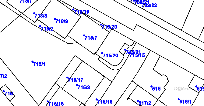 Parcela st. 715/20 v KÚ Kunratice, Katastrální mapa