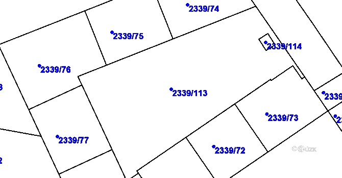 Parcela st. 2339/113 v KÚ Kunratice, Katastrální mapa
