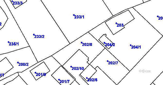 Parcela st. 202/8 v KÚ Kunratice, Katastrální mapa