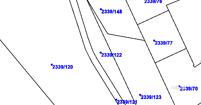 Parcela st. 2339/122 v KÚ Kunratice, Katastrální mapa