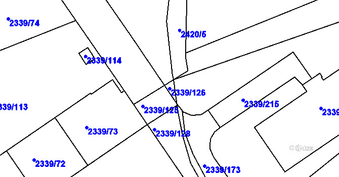 Parcela st. 2339/126 v KÚ Kunratice, Katastrální mapa