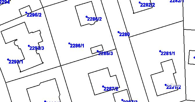 Parcela st. 2286/3 v KÚ Kunratice, Katastrální mapa