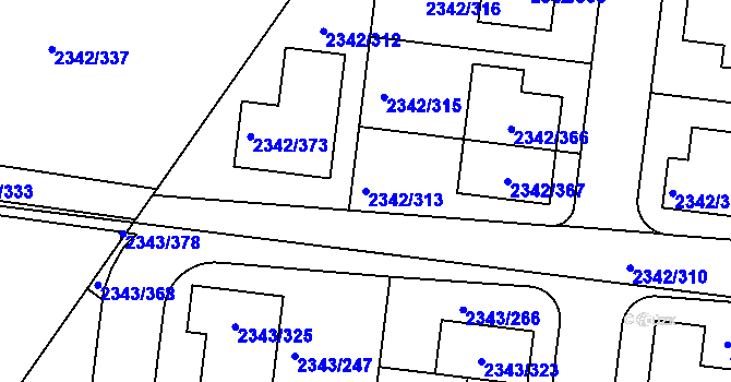 Parcela st. 2342/313 v KÚ Kunratice, Katastrální mapa