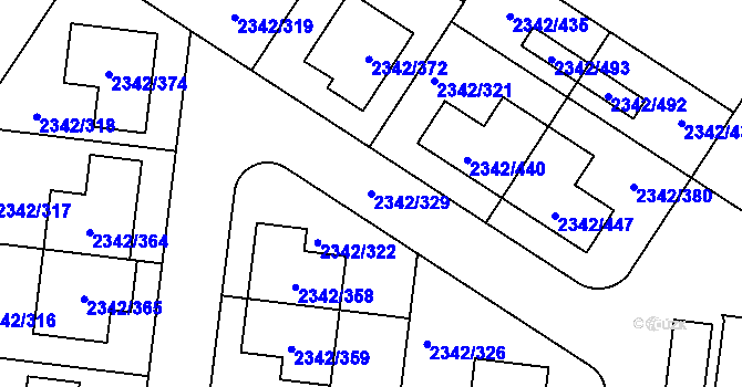 Parcela st. 2342/329 v KÚ Kunratice, Katastrální mapa