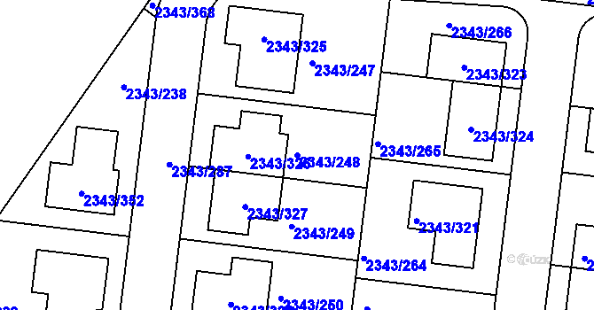 Parcela st. 2343/248 v KÚ Kunratice, Katastrální mapa