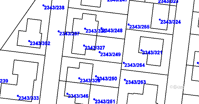 Parcela st. 2343/249 v KÚ Kunratice, Katastrální mapa
