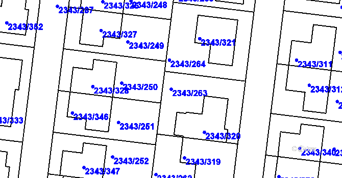 Parcela st. 2343/263 v KÚ Kunratice, Katastrální mapa