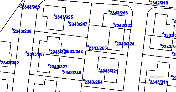Parcela st. 2343/265 v KÚ Kunratice, Katastrální mapa