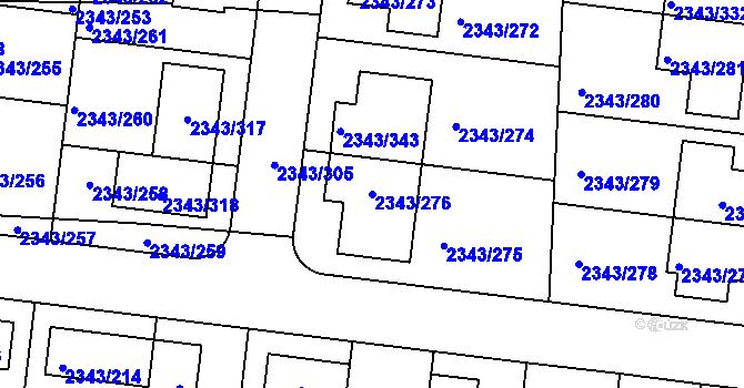 Parcela st. 2343/276 v KÚ Kunratice, Katastrální mapa