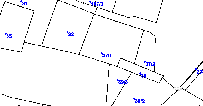Parcela st. 37/1 v KÚ Kunratice, Katastrální mapa