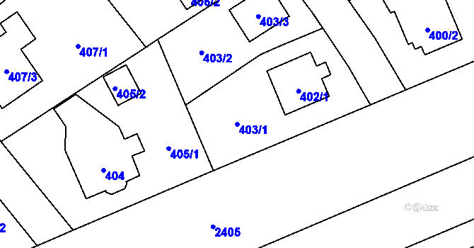 Parcela st. 403/1 v KÚ Kunratice, Katastrální mapa
